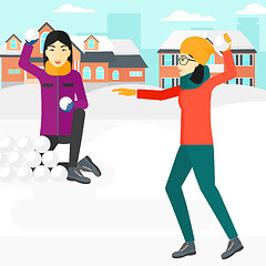 Image showing Women playing in snowballs.