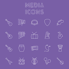 Image showing Media icon set.