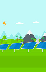 Image showing Background of solar power station in the mountain.