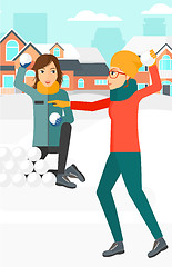 Image showing Women playing in snowballs.