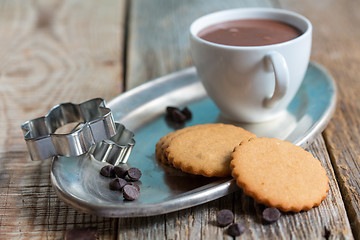 Image showing Shortbread cookies and a cup of hot chocolate.