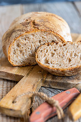 Image showing Homemade organic bread from whole wheat flour.