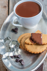 Image showing Cookies and hot chocolate. View from above.