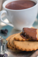 Image showing Shortbread cookies and hot chocolate.