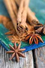 Image showing Cinnamon and star anise - Christmas spices.