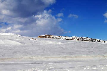 Image showing Ice-covered slope in sun day