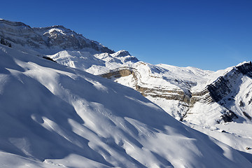 Image showing Off-piste slope at nice sun evening