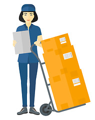 Image showing Woman delivering boxes.