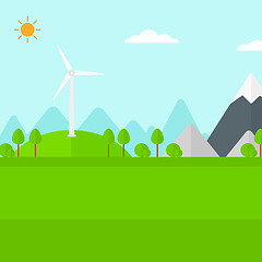 Image showing Background of mountains with wind turbine.