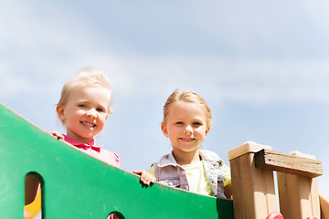 Image showing happy little girls on children playground