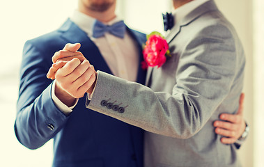 Image showing close up of happy male gay couple dancing