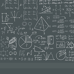 Image showing Background of white blackboard with mathematical equations.