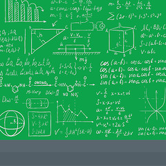 Image showing Background of white blackboard with mathematical equations.