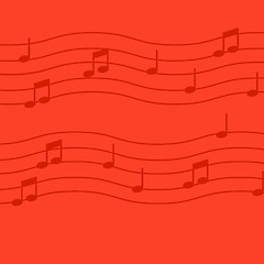 Image showing Music notes on red background.