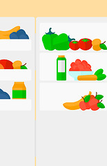 Image showing Background of  refrigerator full of fruits and vegetables.