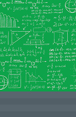 Image showing Background of white blackboard with mathematical equations.