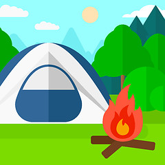 Image showing Background of camping site with tent.