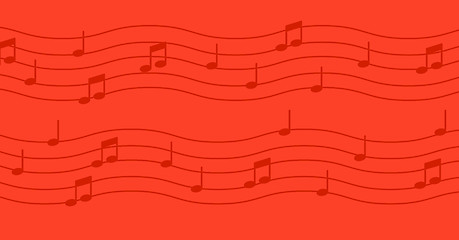 Image showing Music notes on red background.