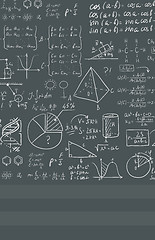 Image showing Background of white blackboard with mathematical equations.