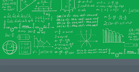 Image showing Background of white blackboard with mathematical equations.