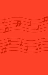 Image showing Music notes on red background.