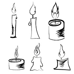 Image showing Set of Different Burning Retro Candles