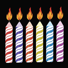 Image showing Set of Colorful Burning Retro Candles