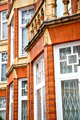 Image showing in europe london old red brick wall and   window