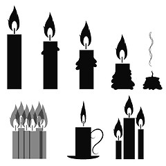 Image showing Set of Different Burning Retro Candles