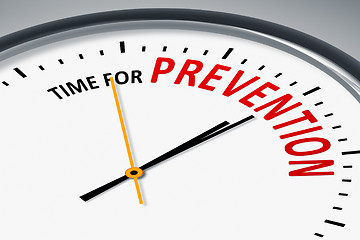 Image showing clock with text time for prevention