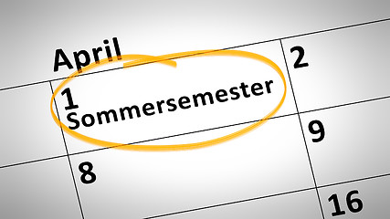 Image showing summer semester 1st of april in german language