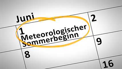 Image showing Meteorological beginning of the summer first of june in german l