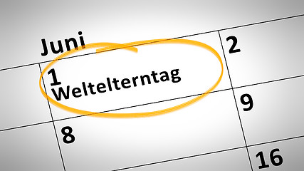 Image showing World parents day first of june in german language