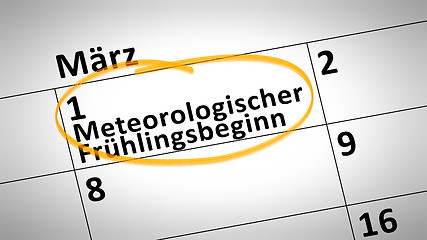 Image showing meteorological spring beginning 1st of march in german language