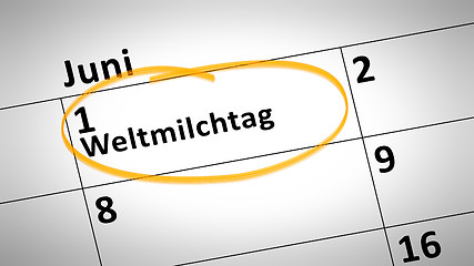 Image showing World Milk Day first of june in german language