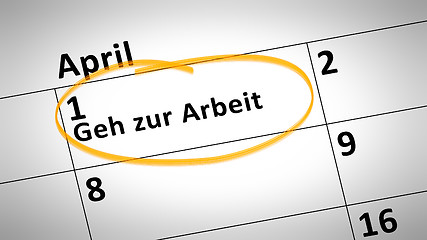 Image showing go to work day 1st of april in german language