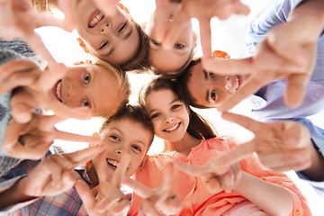 Image showing happy children showing peace hand sign