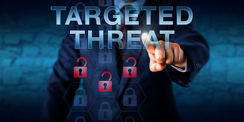 Image showing Cybercriminal Pushing TARGETED THREAT Onscreen