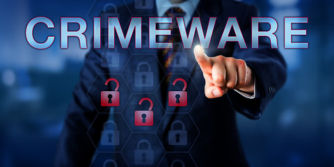 Image showing Perpetrator Touching CRIMEWARE Onscreen