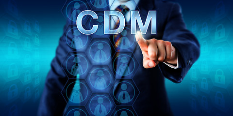 Image showing Corporate Manager Pressing CDM Onscreen