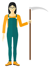 Image showing Farmer with scythe.