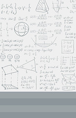 Image showing Background of white blackboard with mathematical equations.