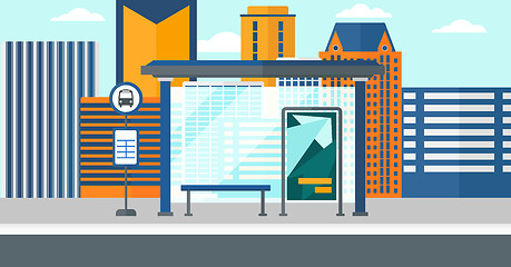 Image showing Background of bus stop with skyscrapers behind.