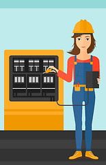 Image showing Electrician with electrical equipment.