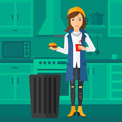 Image showing Woman throwing junk food.