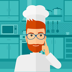 Image showing Chef pointing forefinger up.