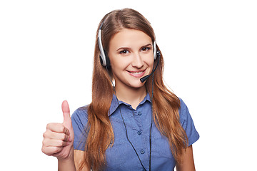 Image showing Support phone operator in headset