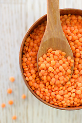 Image showing Red lentils in spoon