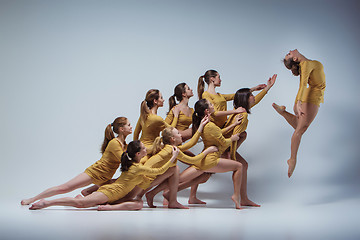 Image showing The group of modern ballet dancers 