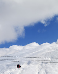 Image showing Gondola lift at sun day